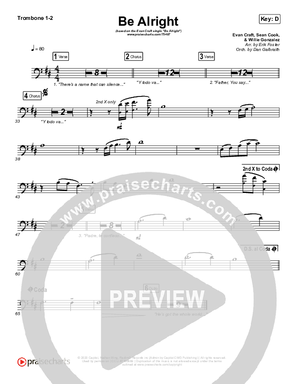 Be Alright Trombone 1/2 (Evan Craft / Danny Gokey)