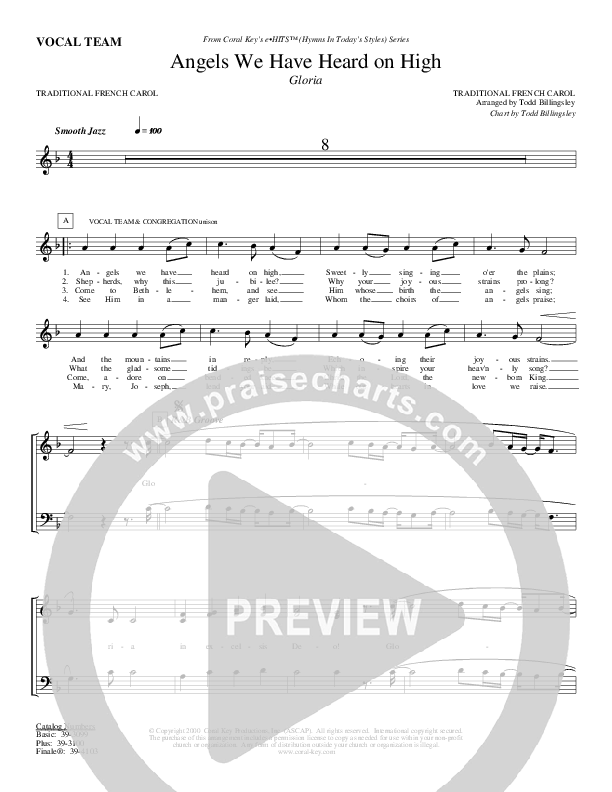 Angels We Have Heard on High Choir Sheet (Todd Billingsley)