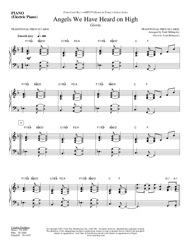 Angels We Have Heard on High Piano Sheet (Todd Billingsley)