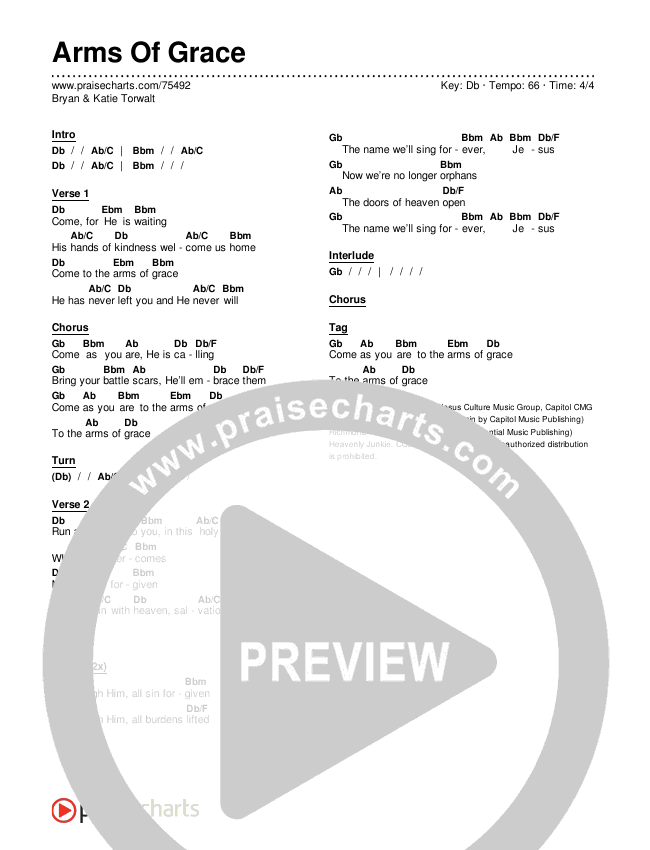 Arms Of Grace Chords & Lyrics (Bryan & Katie Torwalt)