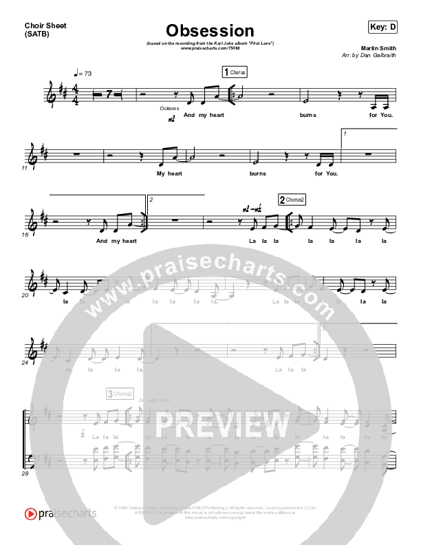 Obsession (Live) Choir Sheet (SATB) (Kari Jobe / Cody Carnes)