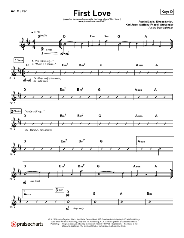 First Love (Live) Acoustic Guitar (Kari Jobe)