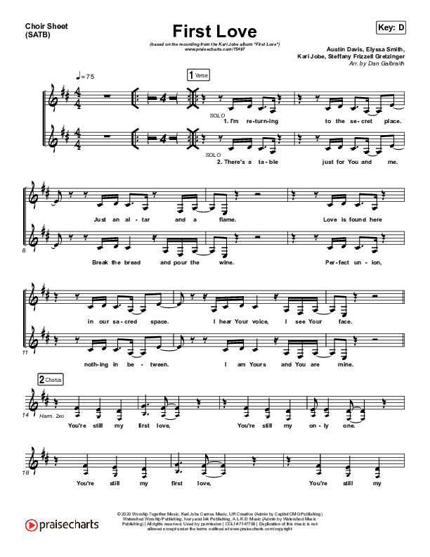 First Love (Live) Choir Sheet (SATB) (Kari Jobe)