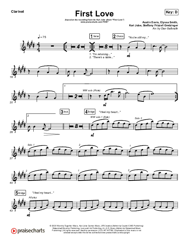 First Love (Live) Clarinet (Kari Jobe)