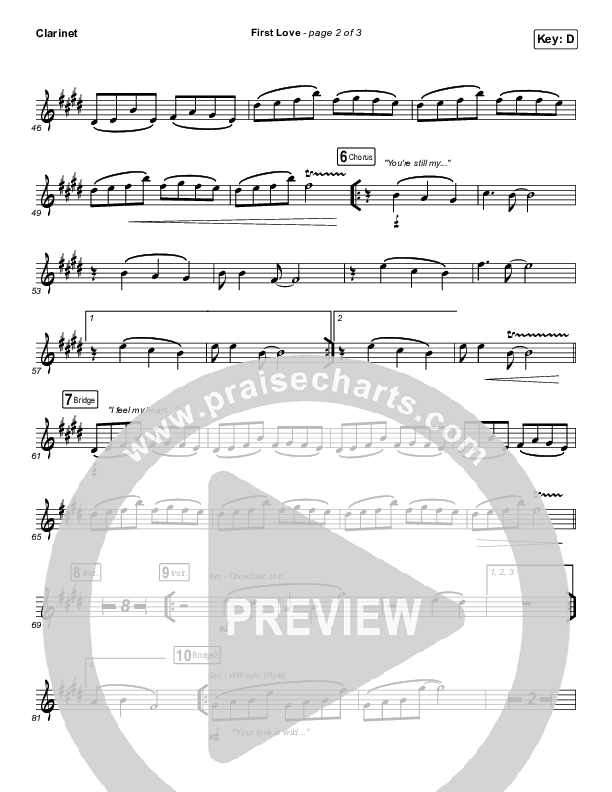 First Love (Live) Clarinet (Kari Jobe)