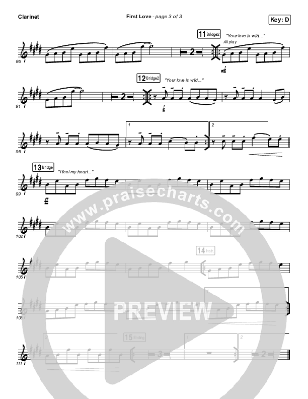 First Love (Live) Clarinet (Kari Jobe)