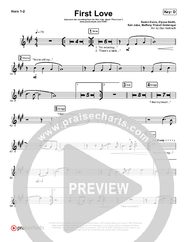 First Love (Live) French Horn 1/2 (Kari Jobe)