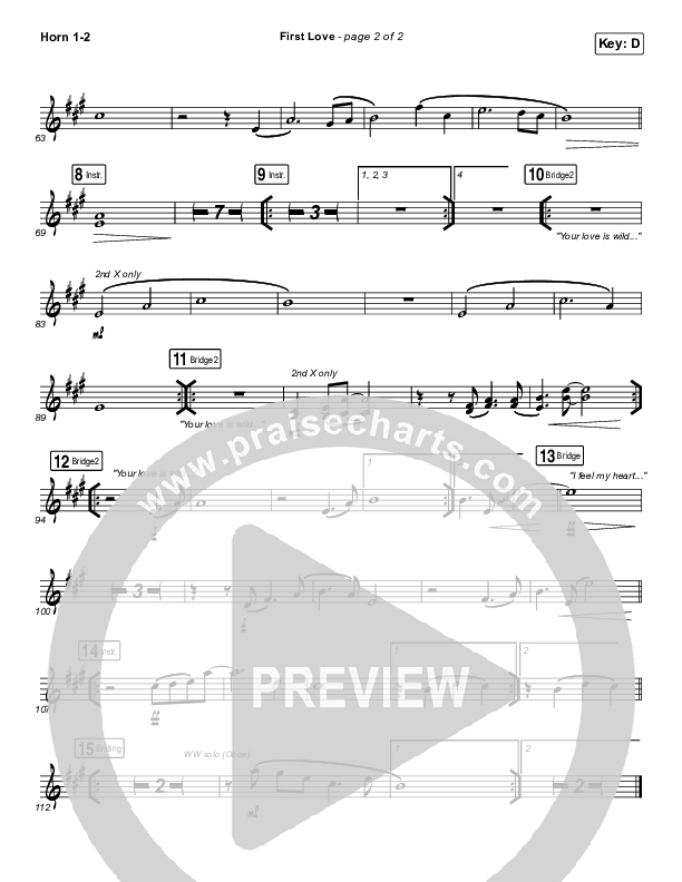 First Love (Live) French Horn 1/2 (Kari Jobe)