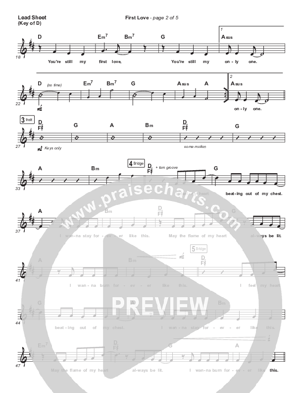 First Love (Live) Lead Sheet (Melody) (Kari Jobe)