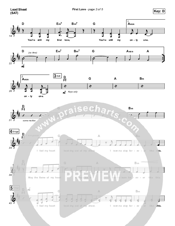 First Love (Live) Lead Sheet (SAT) (Kari Jobe)