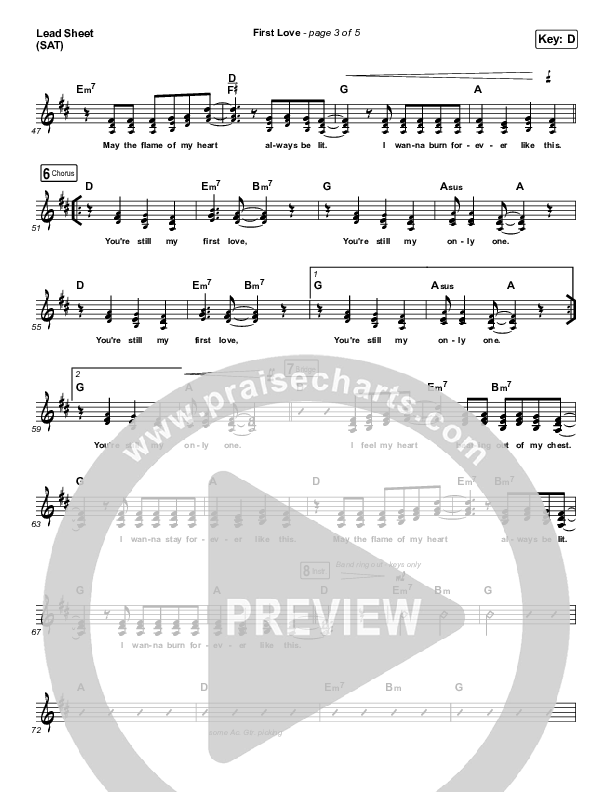 First Love (Live) Lead Sheet (SAT) (Kari Jobe)