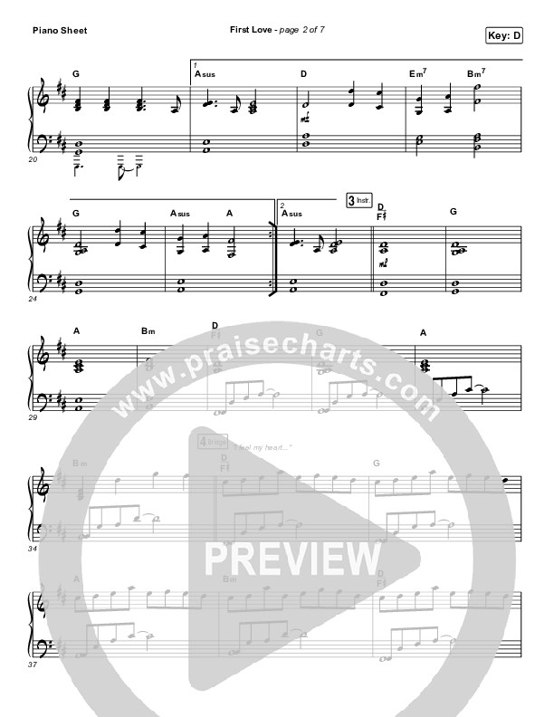 First Love (Live) Piano Sheet (Kari Jobe)