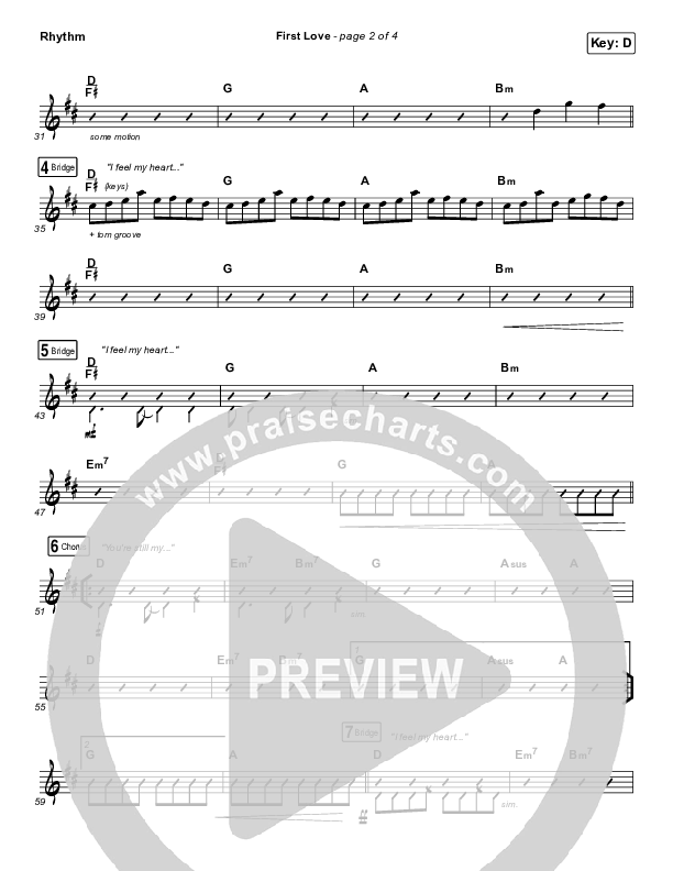 First Love (Live) Rhythm Chart (Kari Jobe)