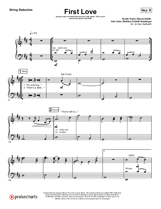 First Love (Live) String Pack (Kari Jobe)