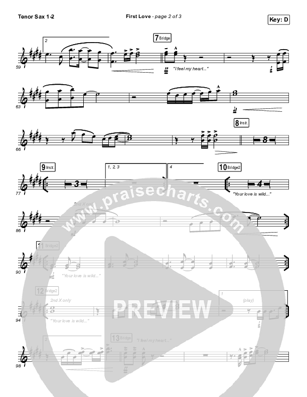 First Love (Live) Tenor Sax 1/2 (Kari Jobe)