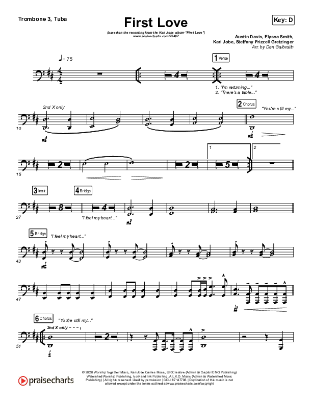 First Love (Live) Trombone 3/Tuba (Kari Jobe)