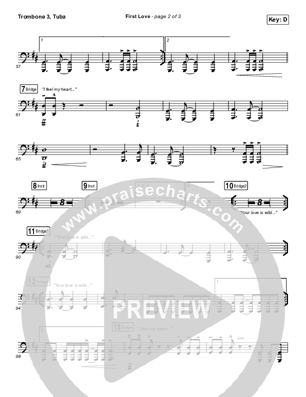 First Love (Live) Trombone 3/Tuba (Kari Jobe)