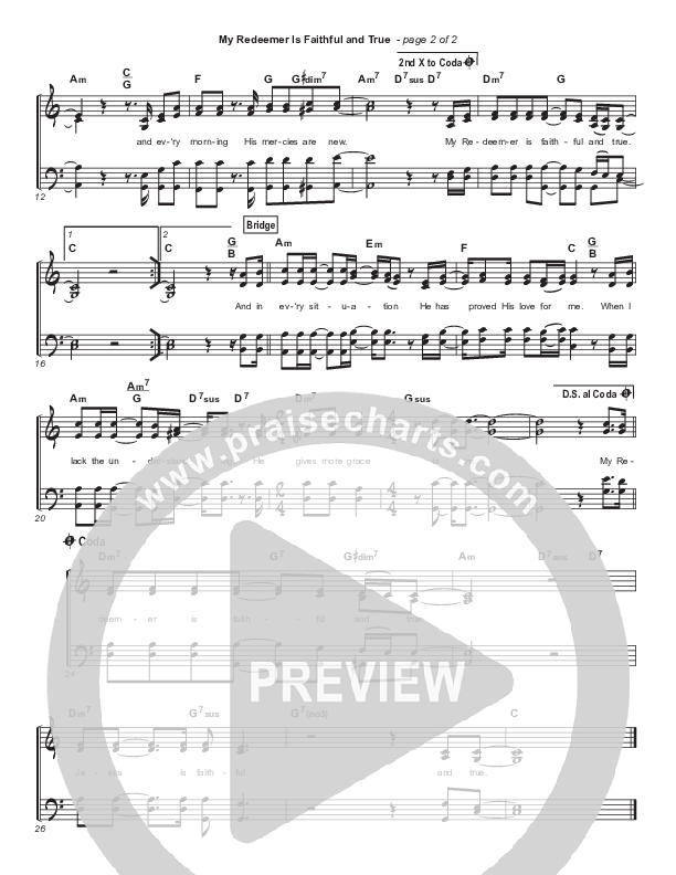 My Redeemer Is Faithful And True Hymn Sheet (Keith & Kristyn Getty / Steven Curtis Chapman)