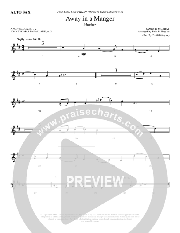 Away In A Manger Alto Sax (Todd Billingsley)