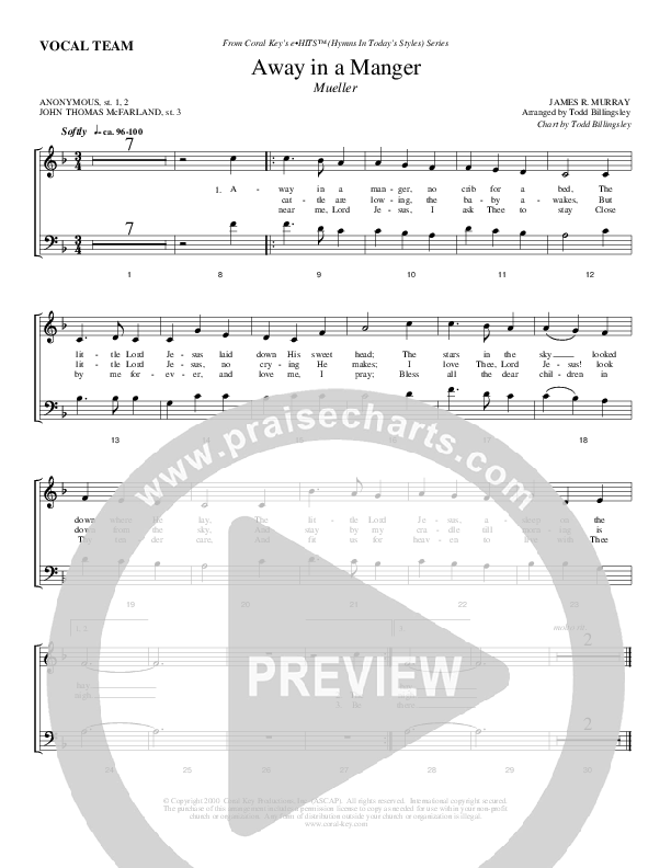 Away In A Manger Choir Sheet (Todd Billingsley)