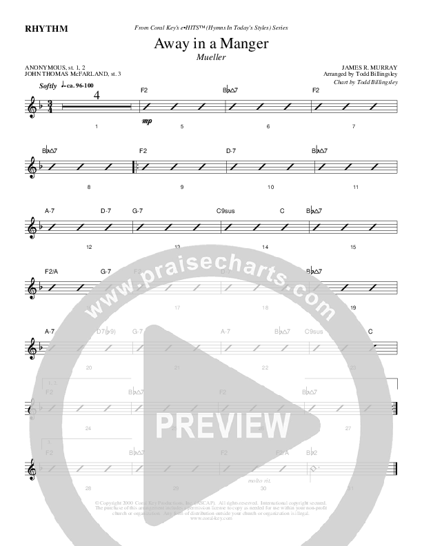 Away In A Manger Rhythm Chart (Todd Billingsley)