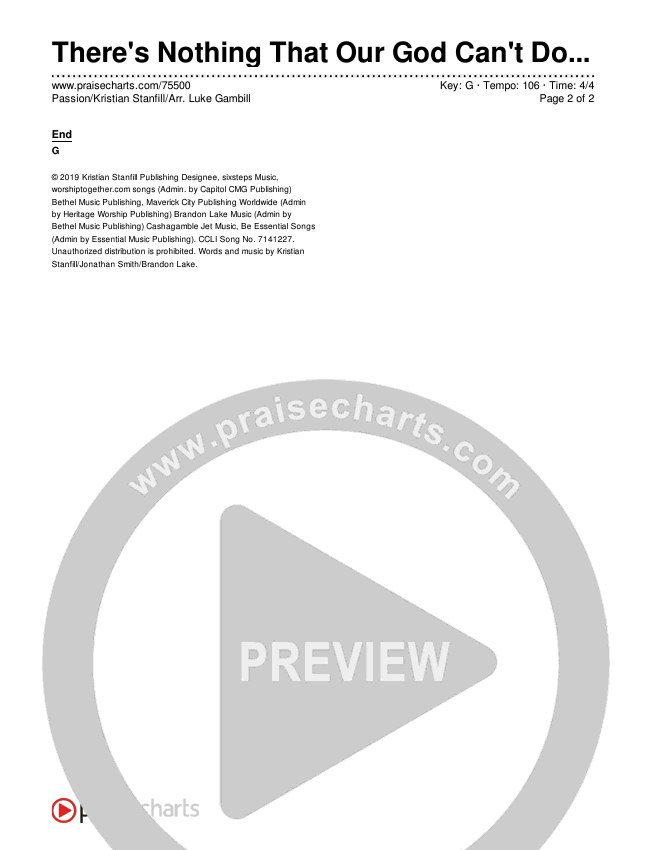 There's Nothing That Our God Can't Do (Choral Anthem SATB) Chords & Lyrics (Passion / Kristian Stanfill / Arr. Luke Gambill)