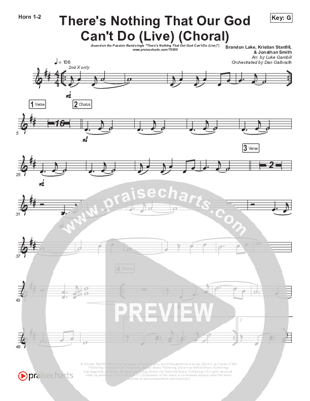 There's Nothing That Our God Can't Do (Choral Anthem SATB) French Horn 1,2 (Passion / Kristian Stanfill / Arr. Luke Gambill)
