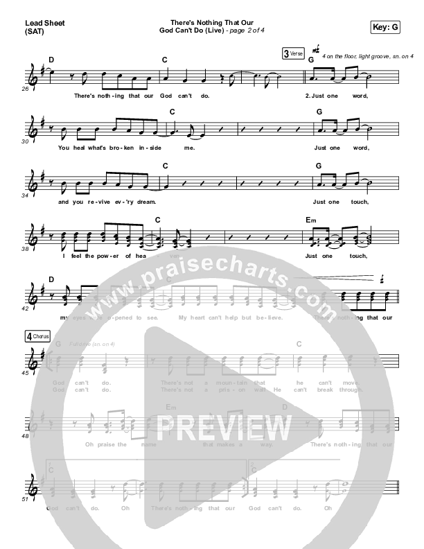 There's Nothing That Our God Can't Do (Choral Anthem SATB) Lead Sheet (SAT) (Passion / Kristian Stanfill / Arr. Luke Gambill)