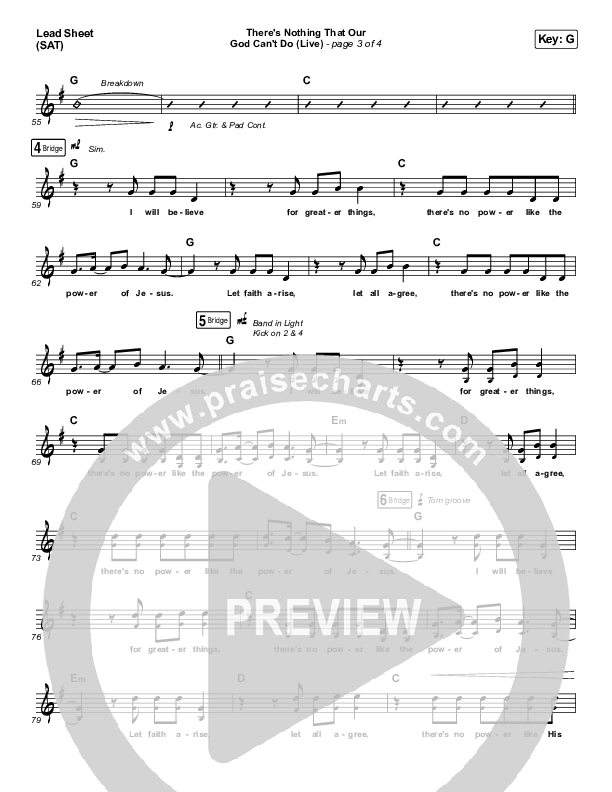 There's Nothing That Our God Can't Do (Choral Anthem SATB) Lead Sheet (SAT) (Passion / Kristian Stanfill / Arr. Luke Gambill)