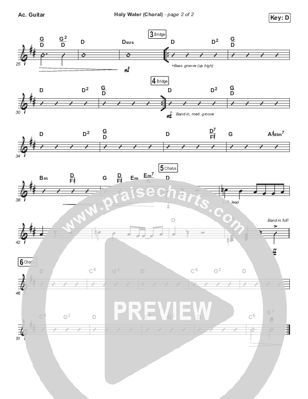 Holy Water (Choral Anthem SATB) Acoustic Guitar (We The Kingdom / Arr. Luke Gambill)