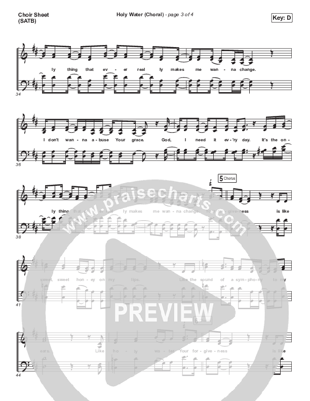 Holy Water (Choral Anthem SATB) Choir Sheet (SATB) (We The Kingdom / Arr. Luke Gambill)