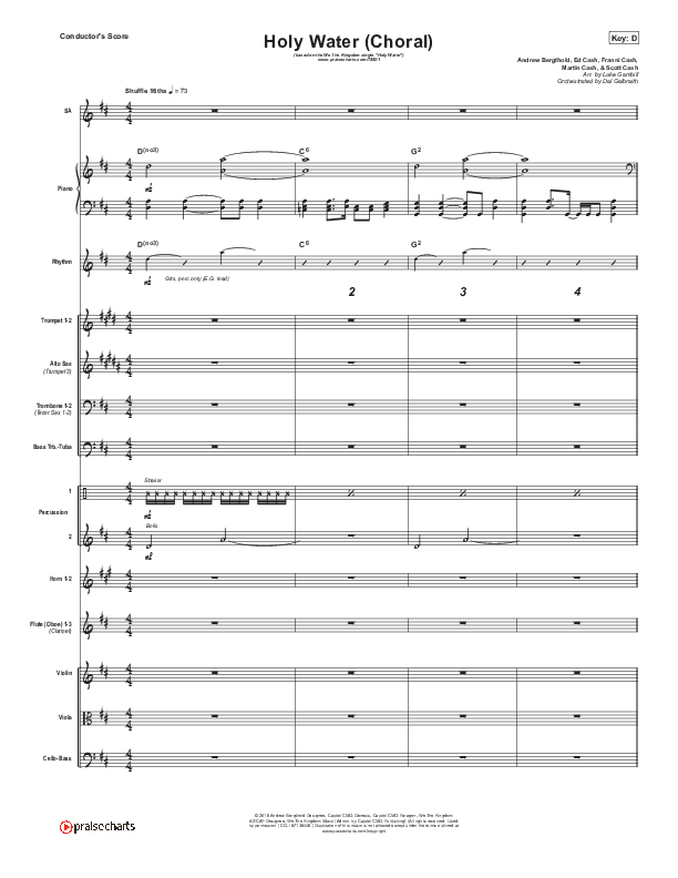 Holy Water (Choral Anthem SATB) Conductor's Score (We The Kingdom / Arr. Luke Gambill)