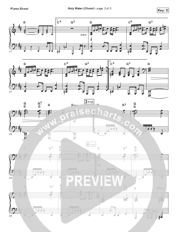 Holy Water (Choral Anthem SATB) Piano Sheet (We The Kingdom / Arr. Luke Gambill)