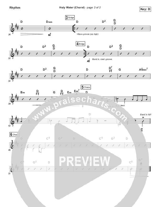 Holy Water (Choral Anthem SATB) Rhythm Chart (We The Kingdom / Arr. Luke Gambill)