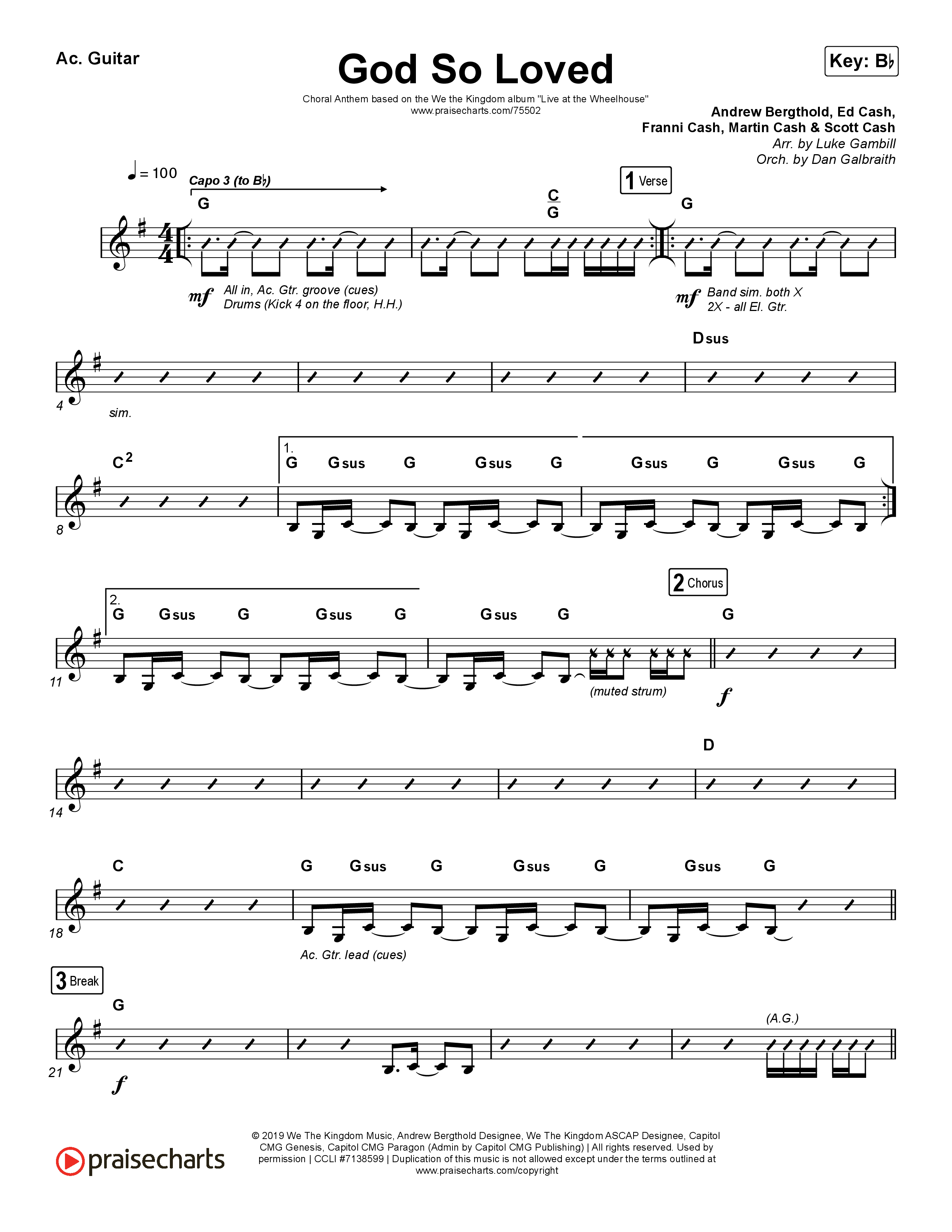 God So Loved (Choral Anthem SATB) Acoustic Guitar (We The Kingdom / Arr. Luke Gambill)