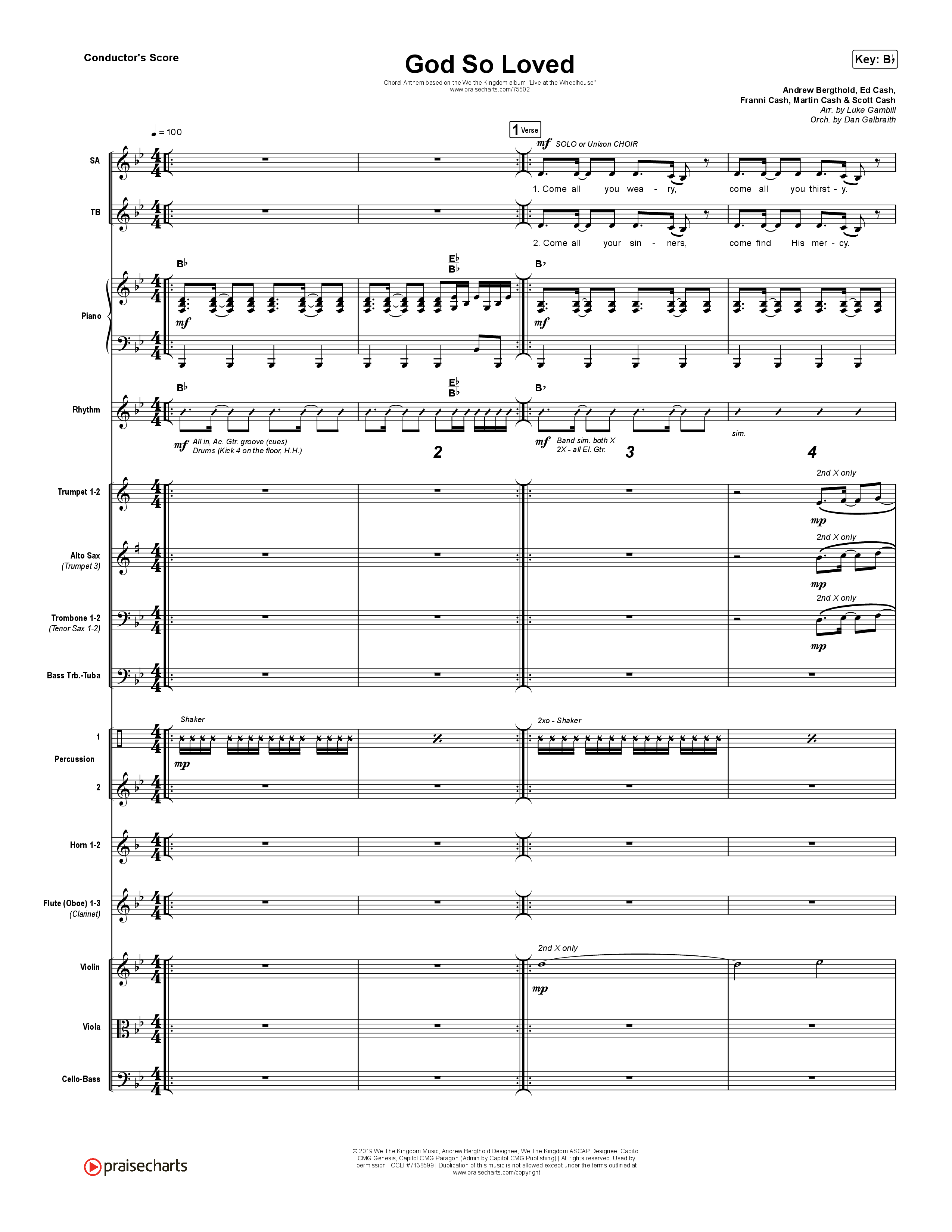 God So Loved (Choral Anthem SATB) Conductor's Score (We The Kingdom / Arr. Luke Gambill)