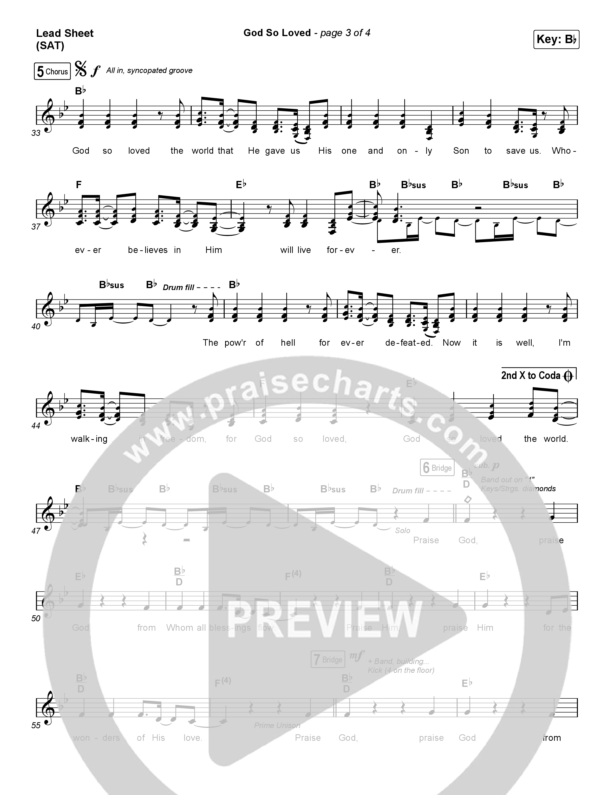 God So Loved (Choral Anthem SATB) Lead Sheet (SAT) (We The Kingdom / Arr. Luke Gambill)