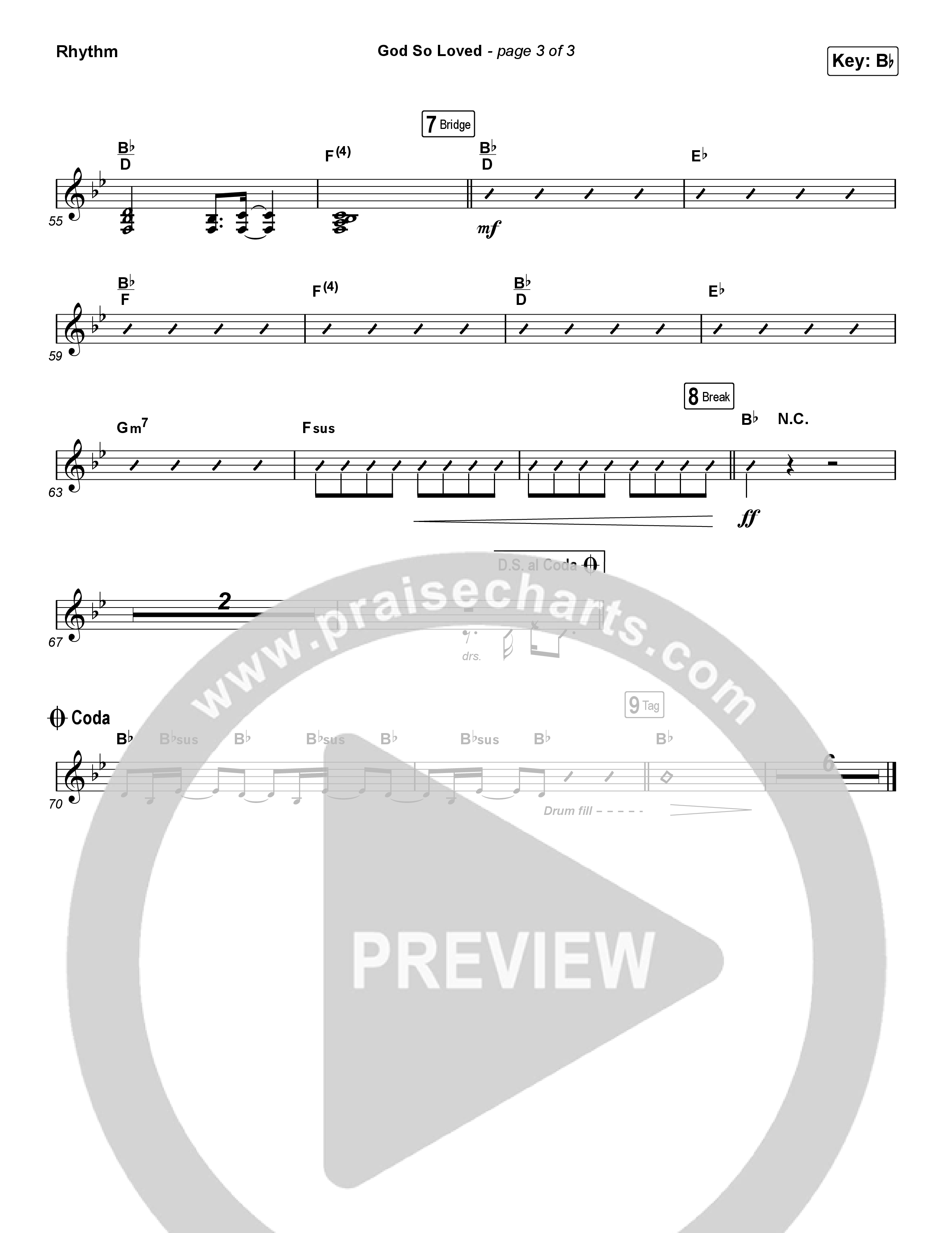 God So Loved (Choral Anthem SATB) Rhythm Chart (We The Kingdom / Arr. Luke Gambill)