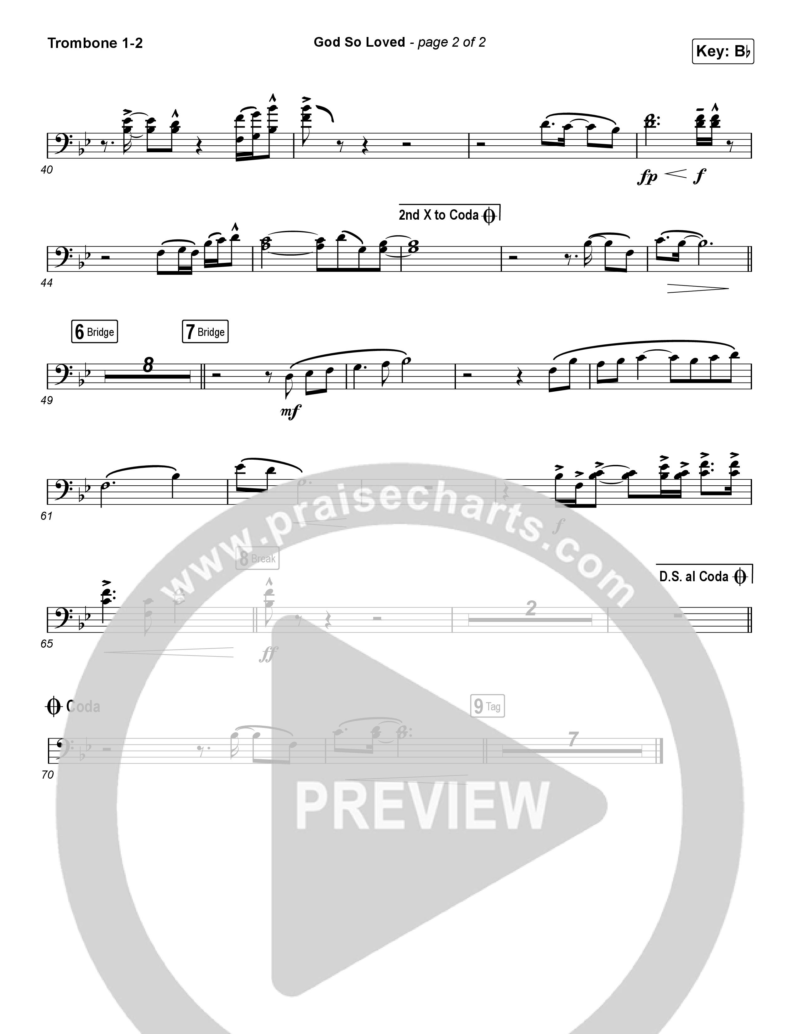 God So Loved (Choral Anthem SATB) Trombone 1/2 (We The Kingdom / Arr. Luke Gambill)