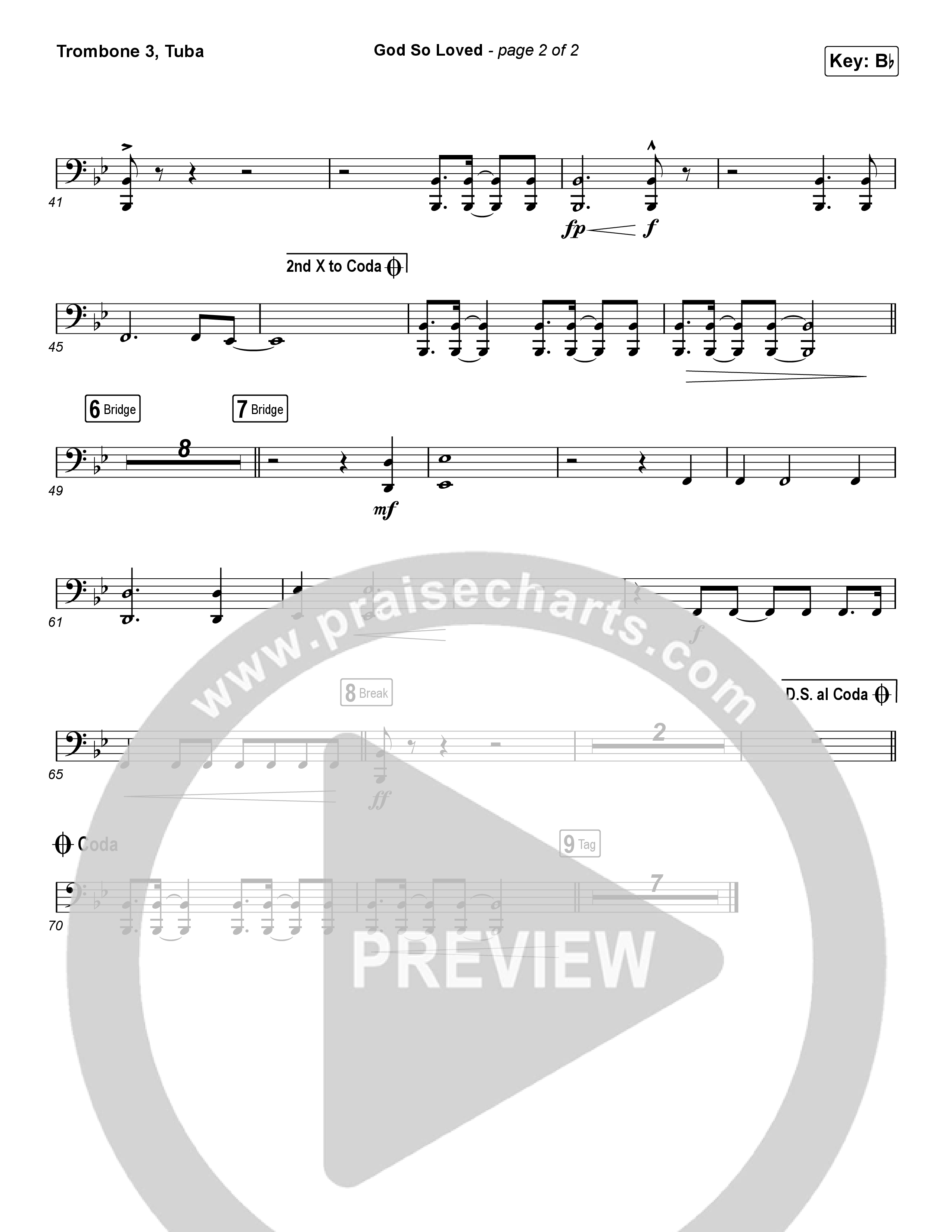 God So Loved (Choral Anthem SATB) Trombone 3/Tuba (We The Kingdom / Arr. Luke Gambill)