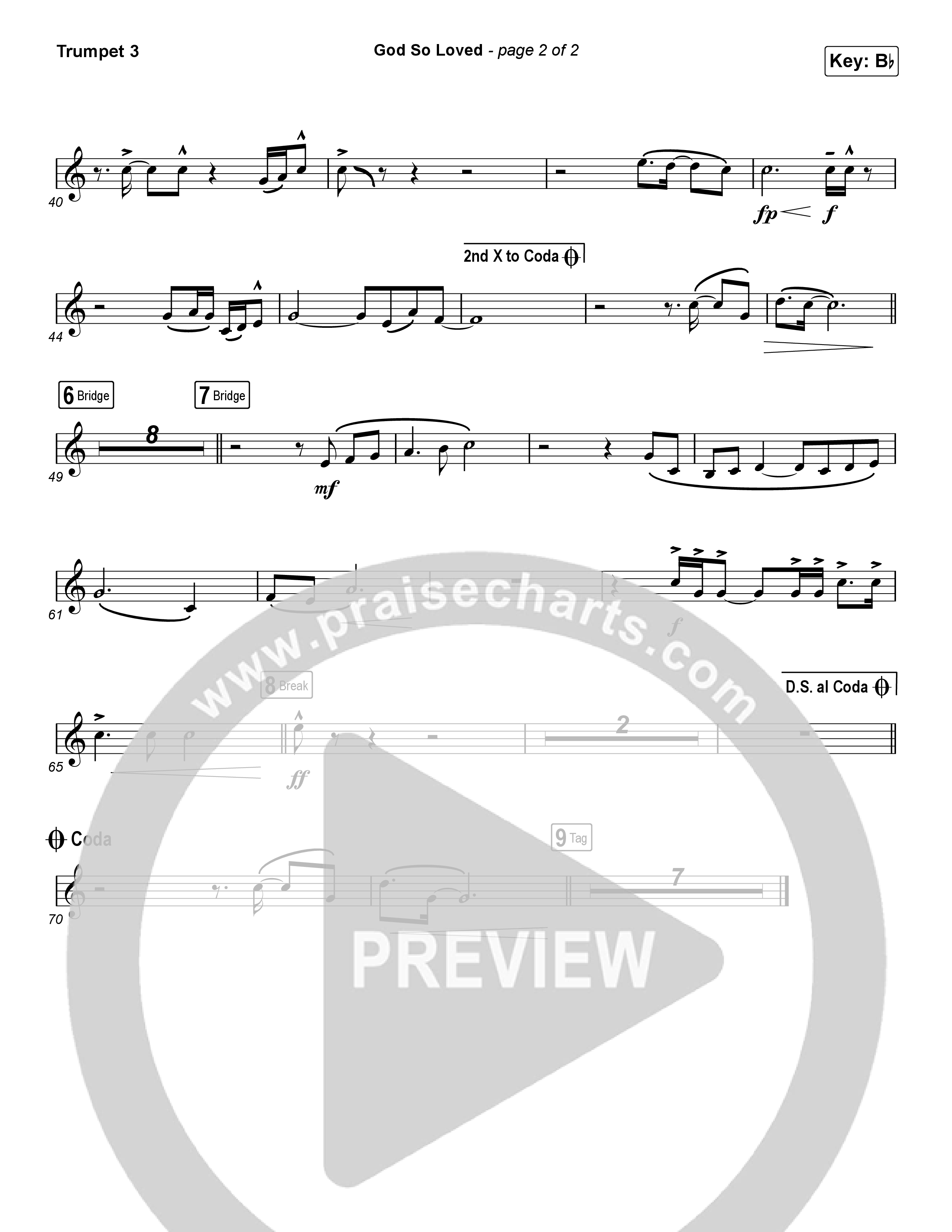 God So Loved (Choral Anthem SATB) Trumpet 3 (We The Kingdom / Arr. Luke Gambill)