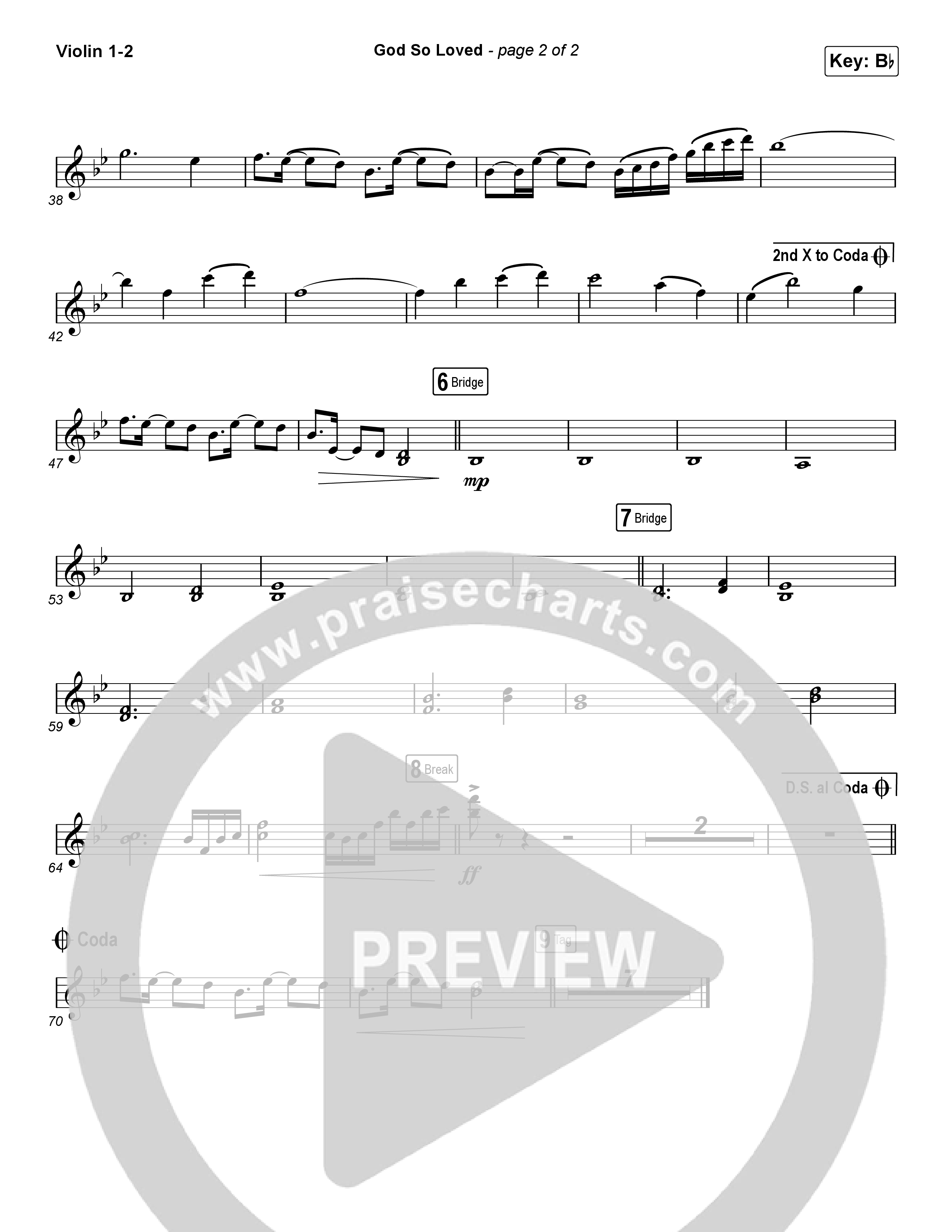 God So Loved (Choral Anthem SATB) Violin 1/2 (We The Kingdom / Arr. Luke Gambill)