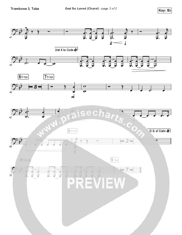 God So Loved (Choral Anthem SATB) Trombone 3/Tuba (We The Kingdom / Arr. Luke Gambill)