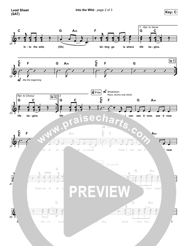 Into The Wild Sheet Music (Josh Baldwin) PraiseCharts