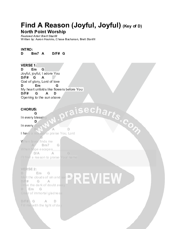 Find A Reason (Joyful Joyful) Chord Chart (North Point Worship)