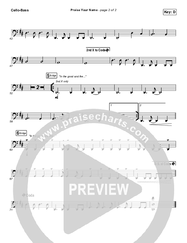 Praise Your Name Cello/Bass (North Point Worship)