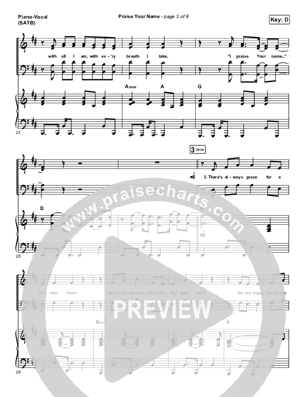 Praise Your Name Piano/Vocal (SATB) (North Point Worship)