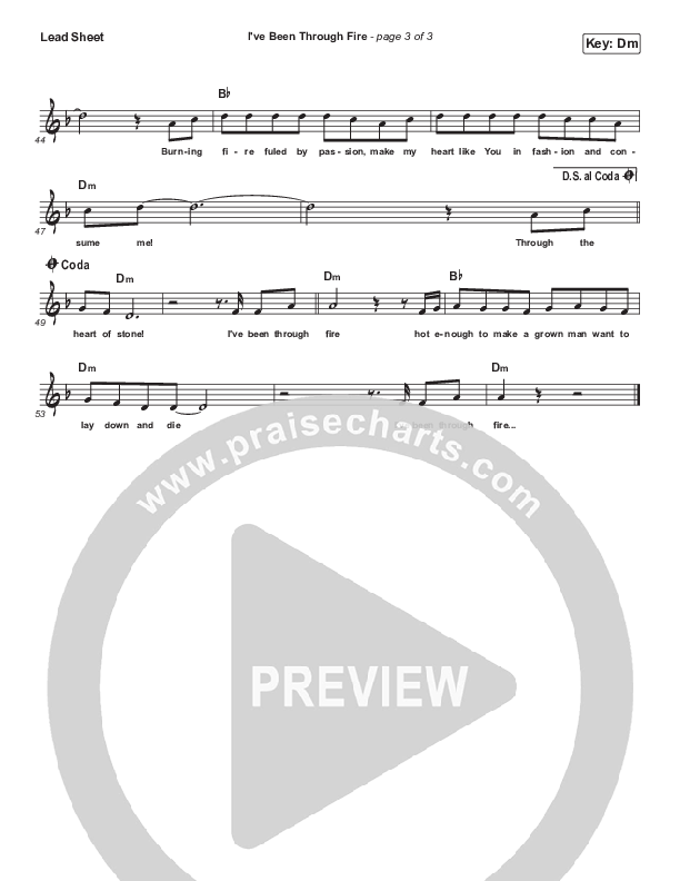 I’ve Been Through Fire Lead Sheet (Dennis Jernigan)