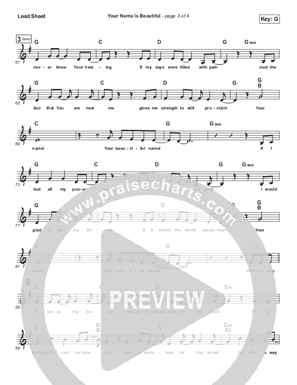 Your Name Is Beautiful Lead Sheet (Dennis Jernigan)