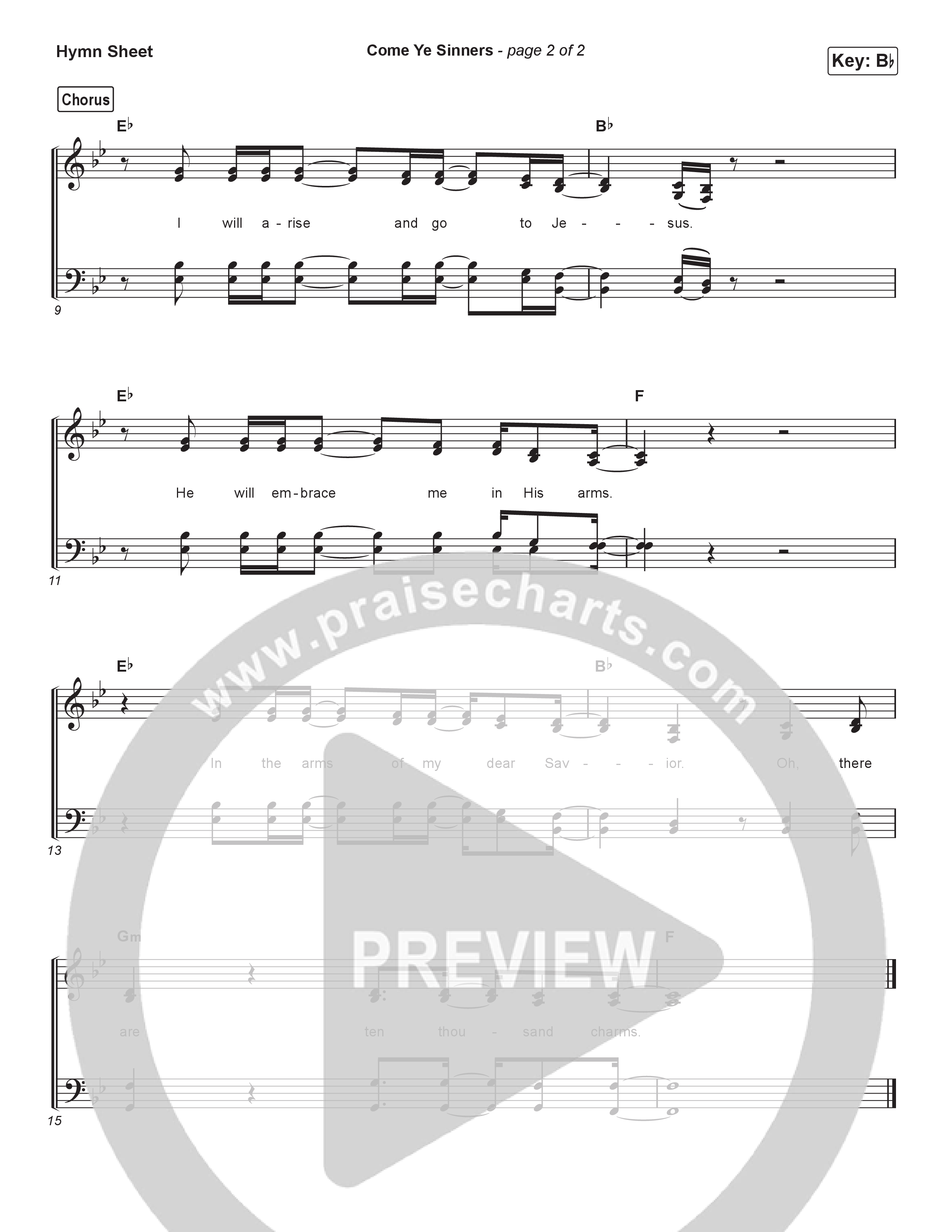 Come Ye Sinners Hymn Sheet (Shane & Shane / The Worship Initiative / Davy Flowers)